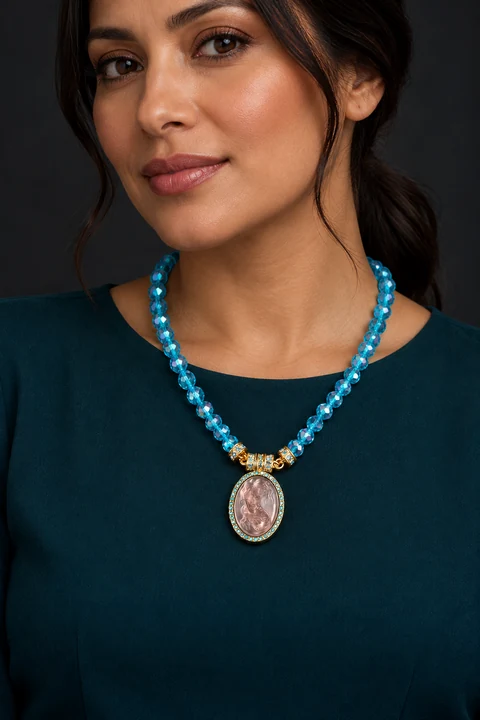 The Marielle Nocturne Necklace worn on a model — AI-generated styling preview
