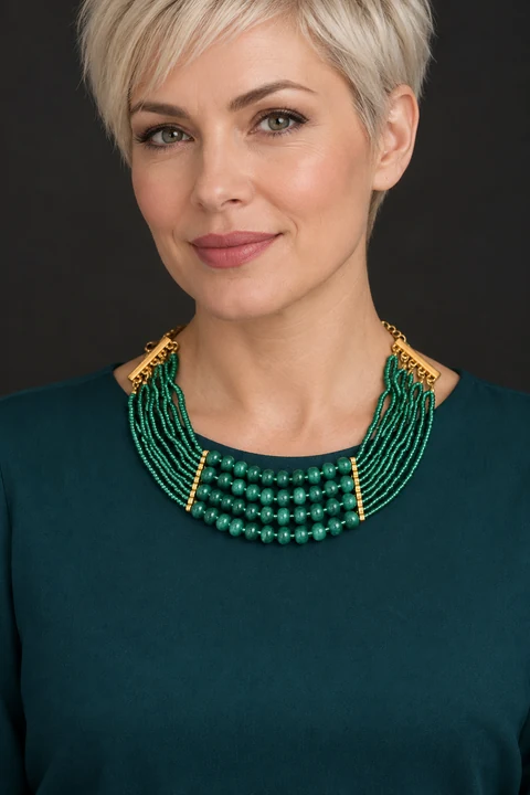 The Virginie Reverie Necklace worn on a model — AI-generated styling preview
