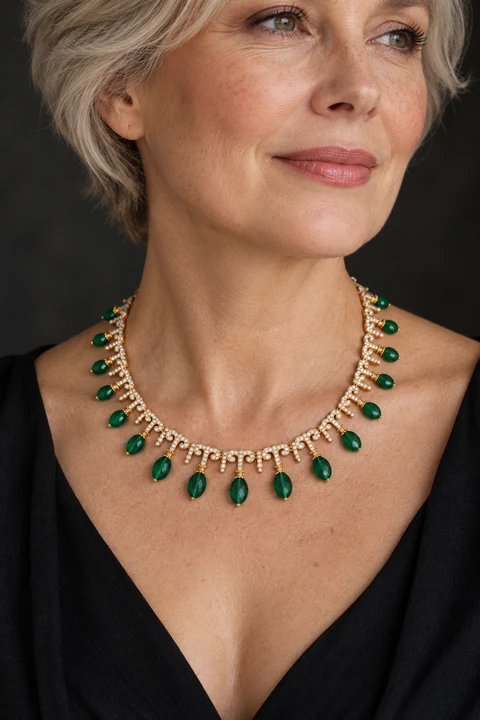 The Monique Fleur Necklace worn on a model — AI-generated styling preview