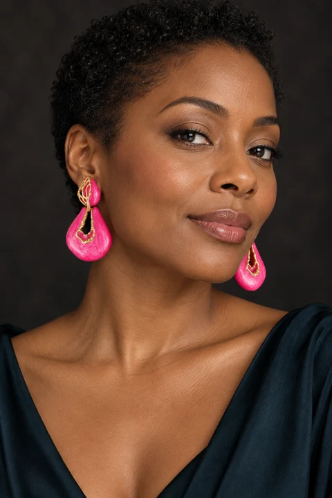 The Nadine Rhapsody Earrings worn on a model — AI-generated styling preview