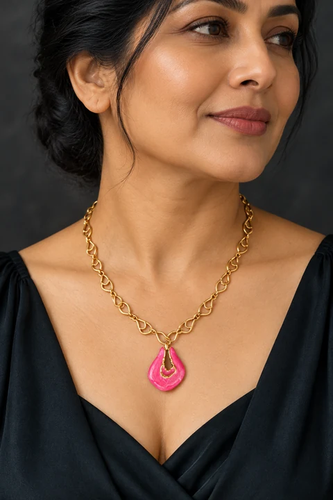 The Nadine Rhapsody Necklace worn on a model — AI-generated styling preview