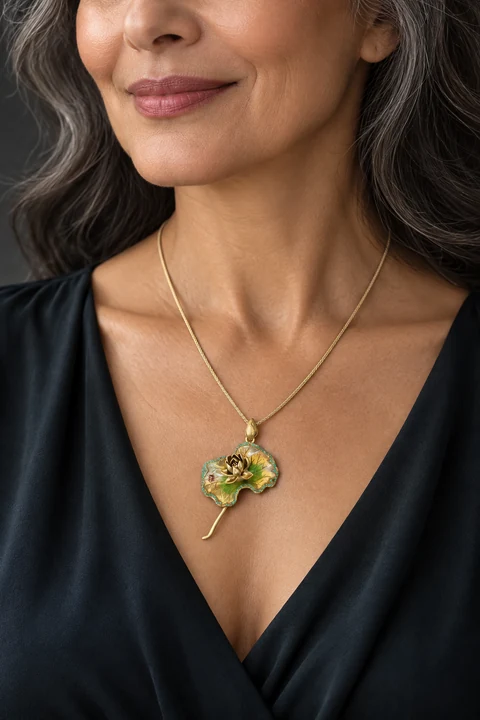 The Estelle Muse Necklace worn on a model — AI-generated styling preview