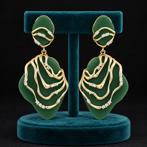 The Élodie Fable Earrings on a jewelry display — AI-generated styling preview