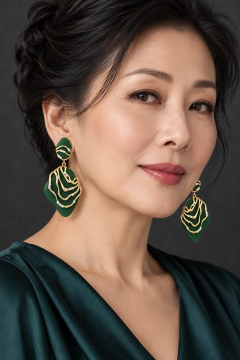 The Élodie Fable Earrings worn on a model — AI-generated styling preview