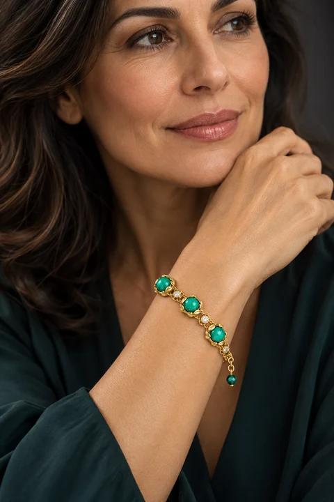 The Gabrielle Waltz Green Bracelet worn on a model — AI-generated styling preview