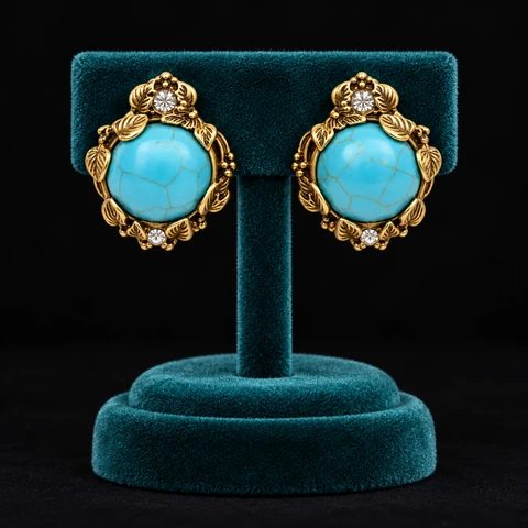 The Gabrielle Waltz Turquoise Blue Earrings on a jewelry display — AI-generated styling preview
