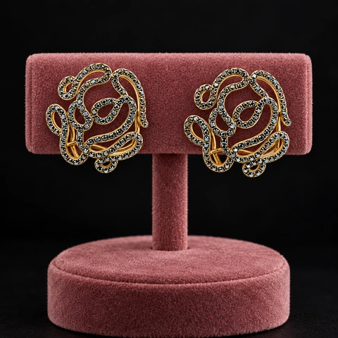 The Sylvie Jardin Black Earrings on a jewelry display — AI-generated styling preview