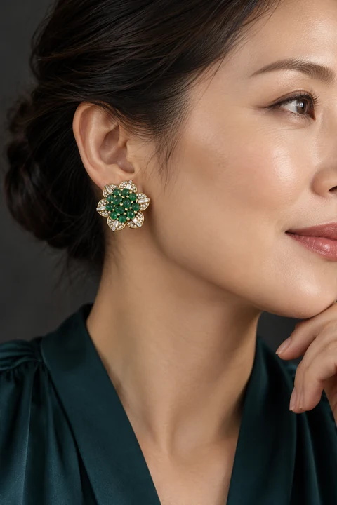 The Suzanne Reverie Earrings worn on a model — AI-generated styling preview