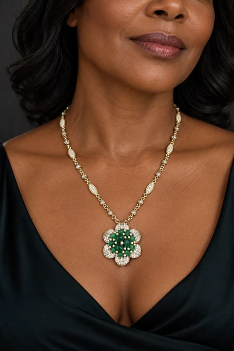 The Suzanne Reverie Necklace worn on a model — AI-generated styling preview