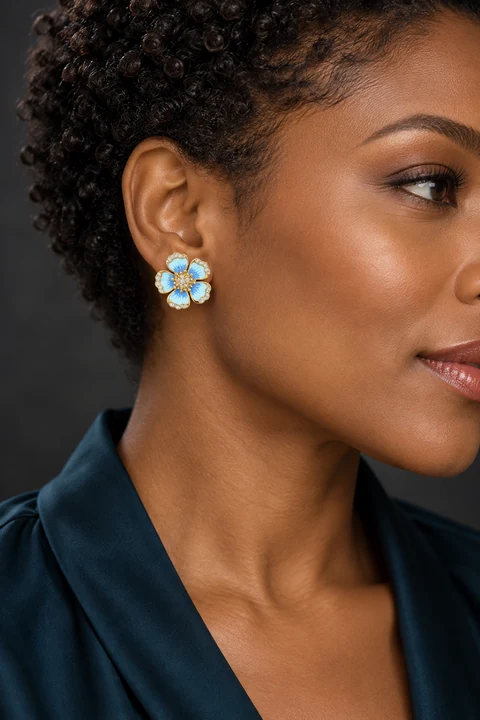 The Agathe Reverie Earrings worn on a model — AI-generated styling preview