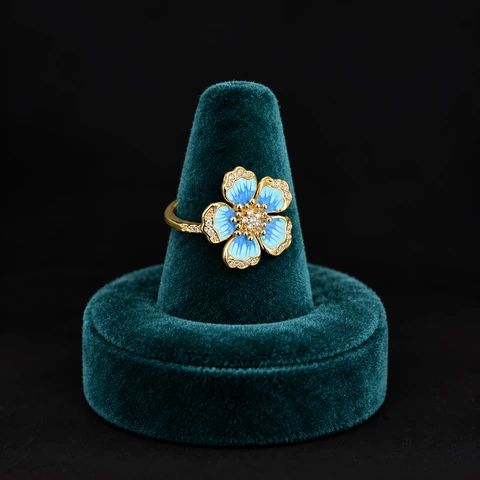 The Agathe Reverie Ring on a jewelry display — AI-generated styling preview