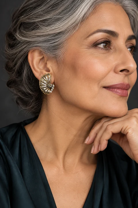 The Éléonore Sonata Earrings worn on a model — AI-generated styling preview