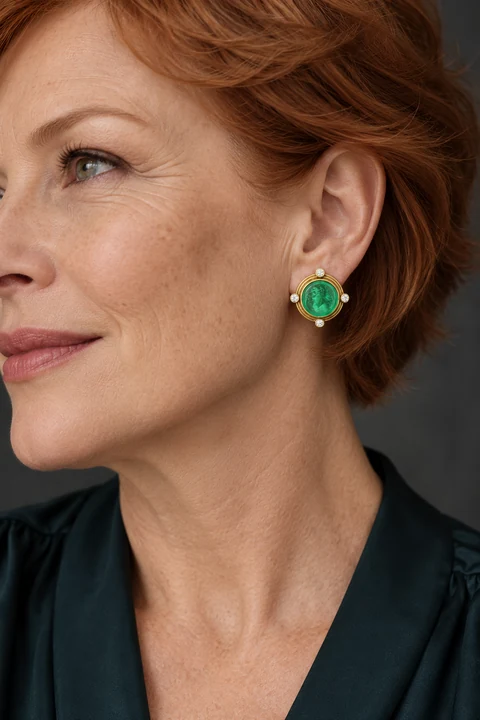 The Isabelle Promenade Earrings worn on a model — AI-generated styling preview