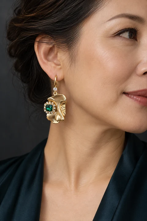 The Éléonore Jardin Earrings worn on a model — AI-generated styling preview