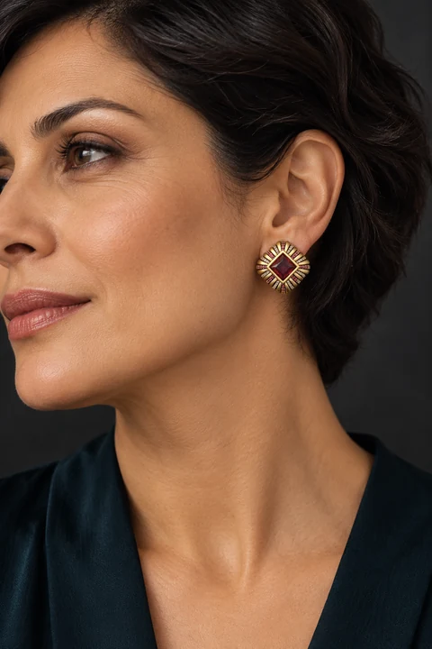 The Marielle Waltz Earrings worn on a model — AI-generated styling preview
