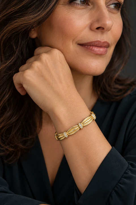 The Claudine Waltz Bracelet worn on a model — AI-generated styling preview