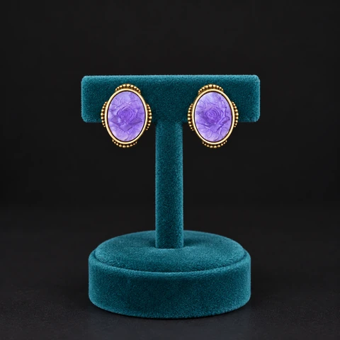The Virginie Fleur Earrings on a jewelry display — AI-generated styling preview