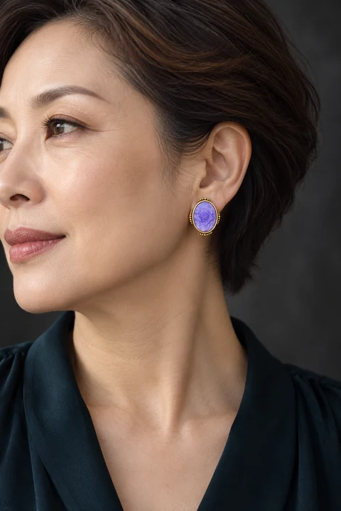 The Virginie Fleur Earrings worn on a model — AI-generated styling preview