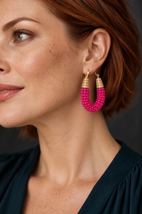 The Angélique Sonata Earrings worn on a model — AI-generated styling preview