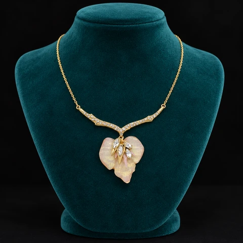 The Ophélie Sonnet Necklace on a jewelry display — AI-generated styling preview