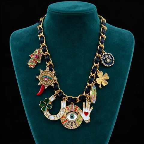 The Lucienne Serenade Necklace on a jewelry display — AI-generated styling preview