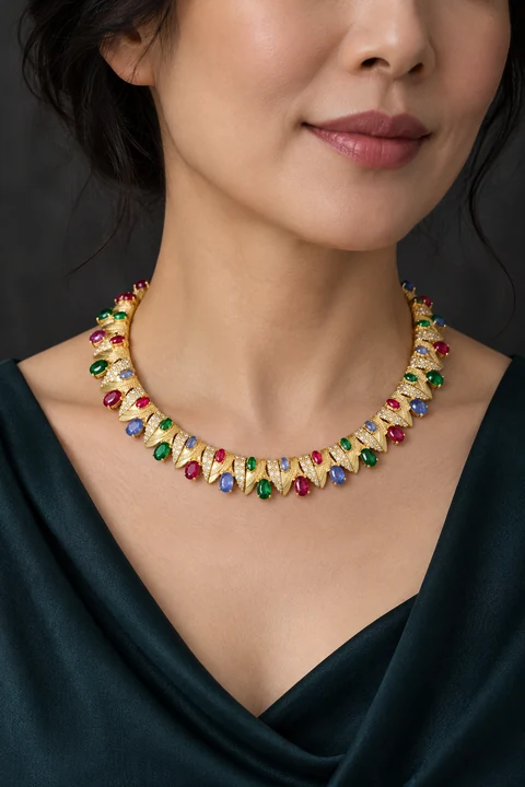 The Olivia Serenade Necklace worn on a model — AI-generated styling preview