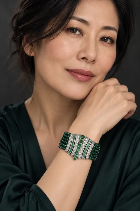 The Jasmine Éclat Bracelet worn on a model — AI-generated styling preview