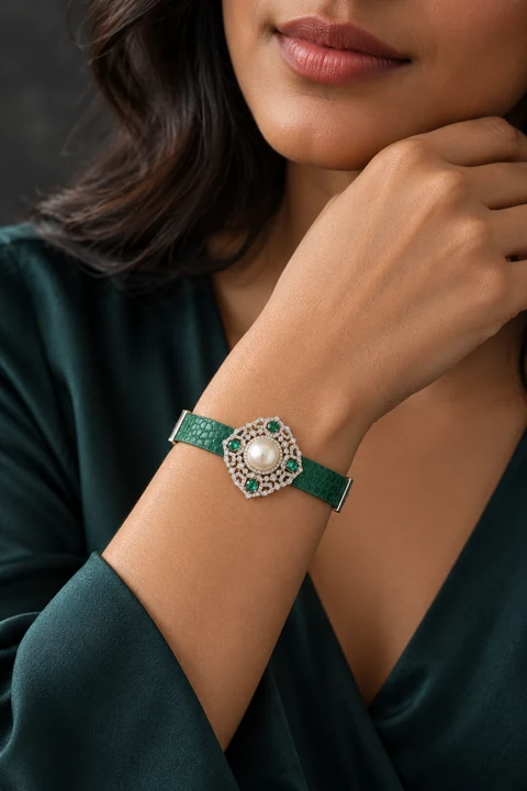 The Agnès Fable Bracelet worn on a model — AI-generated styling preview