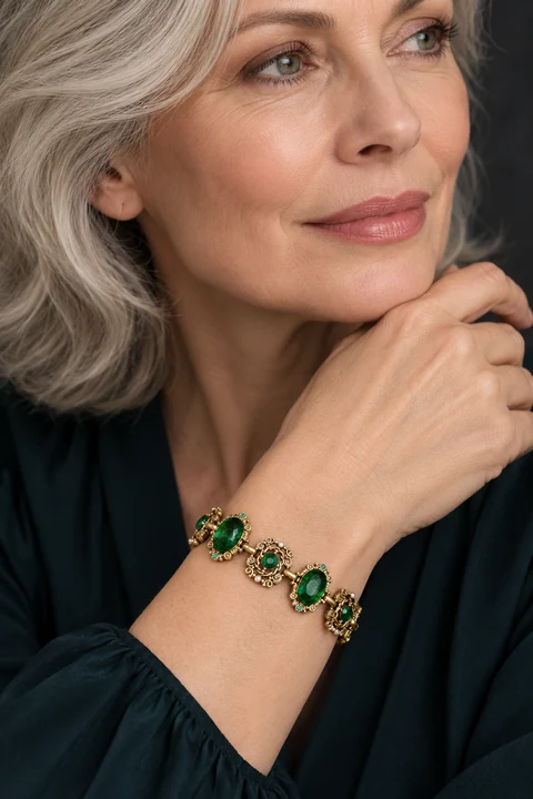The Rosalie Green Bracelet worn on a model — AI-generated styling preview