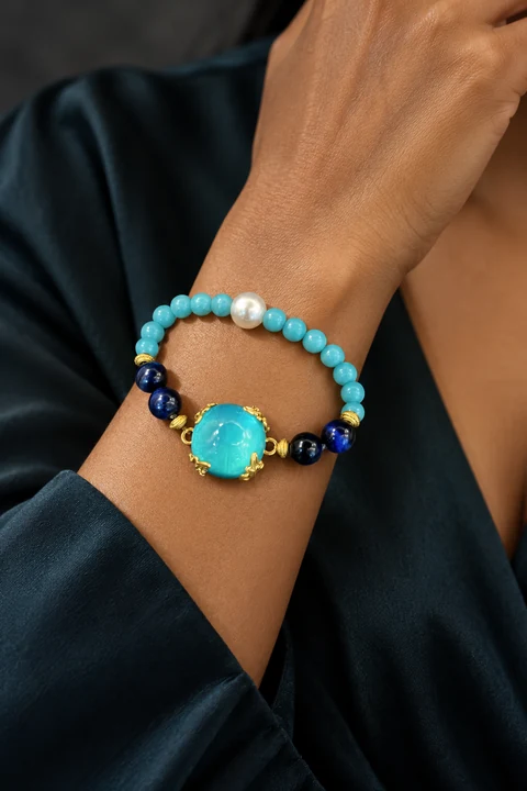 The Éveline Rhapsody Bracelet worn on a model — AI-generated styling preview