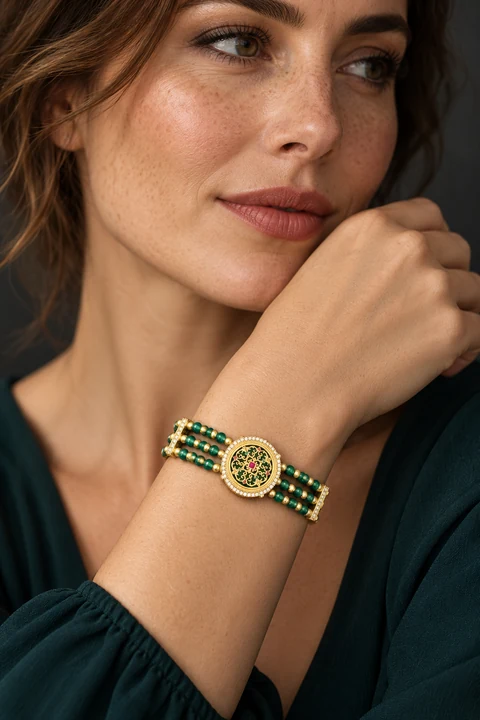 The Mirabelle Sonnet Bracelet worn on a model — AI-generated styling preview