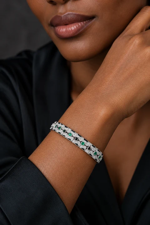 The Anastasie Sonnet Bracelet worn on a model — AI-generated styling preview