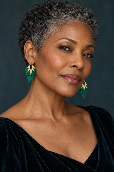 The Giselle Arabesque Earrings worn on a model — AI-generated styling preview