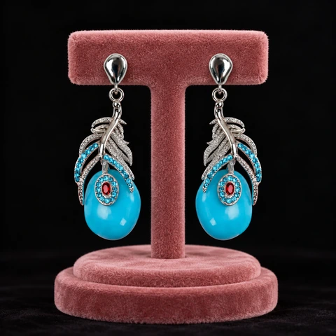 The Francine Jardin Blue Earrings on a jewelry display — AI-generated styling preview