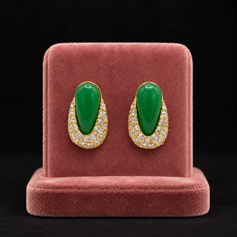 The Hortense Arabesque Earrings on a jewelry display — AI-generated styling preview