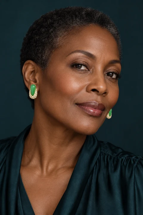 The Hortense Arabesque Earrings worn on a model — AI-generated styling preview