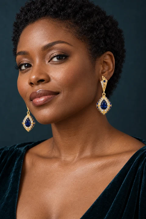 The Claudine Éclat Earrings worn on a model — AI-generated styling preview