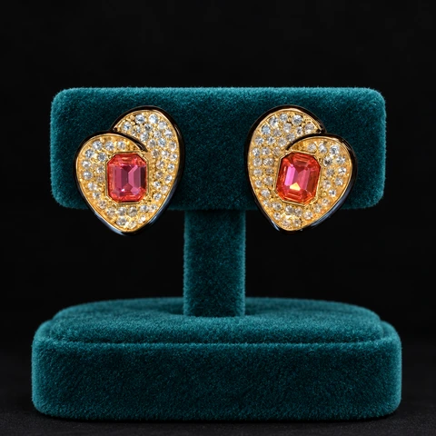 The Pénélope Sonnet Pink Earrings on a jewelry display — AI-generated styling preview