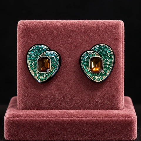 The Pénélope Sonnet Green Earrings on a jewelry display — AI-generated styling preview