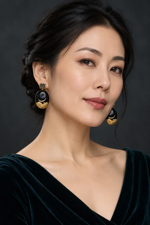 The Estelle Reverie Earrings worn on a model — AI-generated styling preview