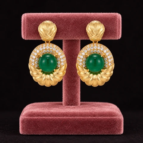 The Roxane Poème Earrings on a jewelry display — AI-generated styling preview