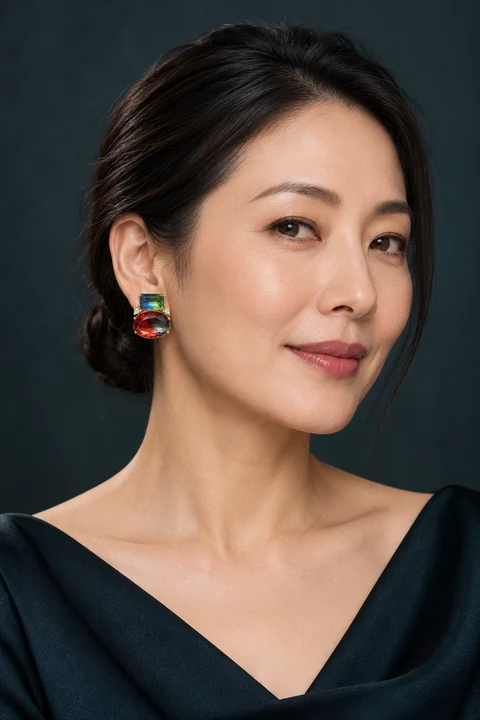 The Blanche Fable Red Earrings worn on a model — AI-generated styling preview