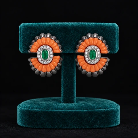 The Agnès Muse Earrings on a jewelry display — AI-generated styling preview