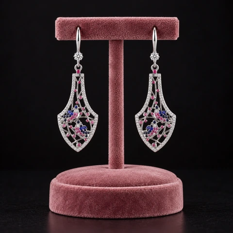 The Arielle Romance Earrings on a jewelry display — AI-generated styling preview