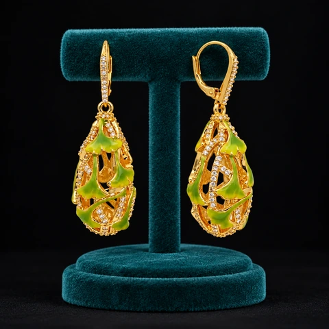 The Irène Éclat Earrings on a jewelry display — AI-generated styling preview