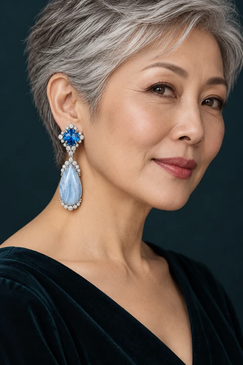 The Dorothée Éclat Earrings worn on a model — AI-generated styling preview