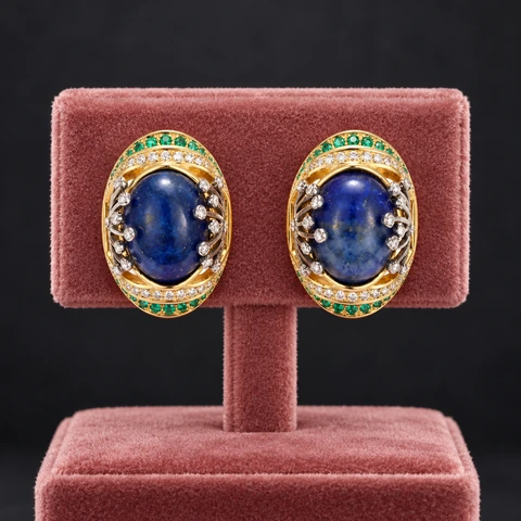 The Raphaëlle Jardin Earrings on a jewelry display — AI-generated styling preview