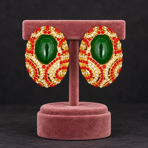 The Margaux Jardin Gold-Tone Earrings on a jewelry display — AI-generated styling preview