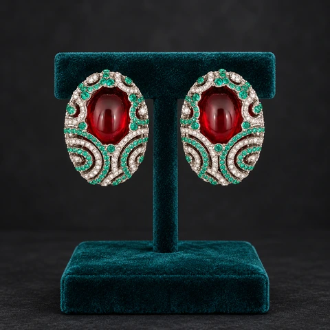 The Margaux Jardin Silver-Tone Earrings on a jewelry display — AI-generated styling preview