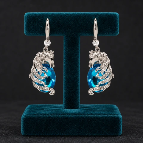 The Vivienne Muse Earrings on a jewelry display — AI-generated styling preview